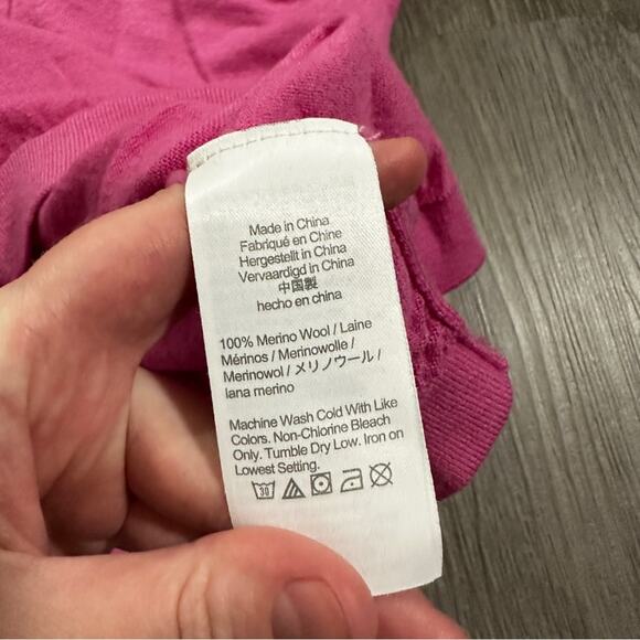 J. Crew Pink 100% Merino Wool‎ Long Sleeve Pullover Sweater Size M - Picture 6 of 9